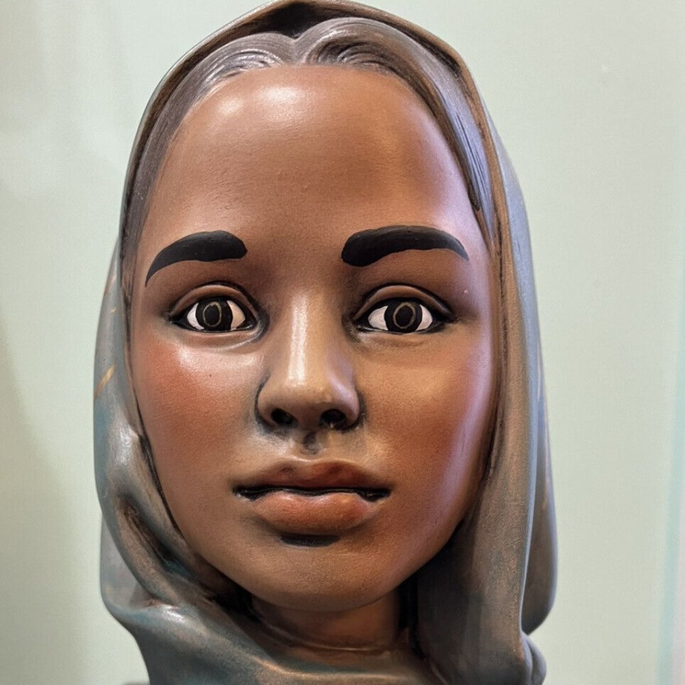 Vintage MCM Woman in Hijab Islamic Bust 1960’s Statue Ceramic